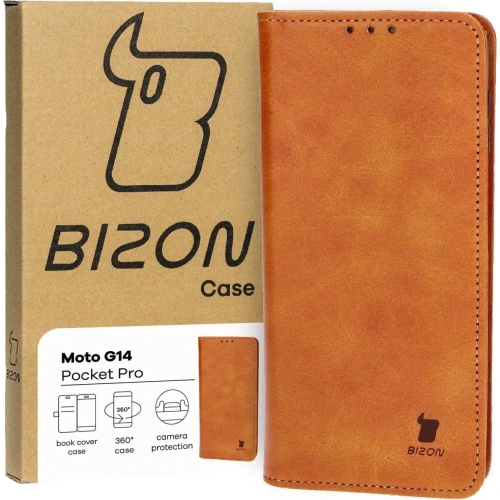 Etui z klapką Bizon Case Pocket Pro do Motorola Moto G14 brązowe
