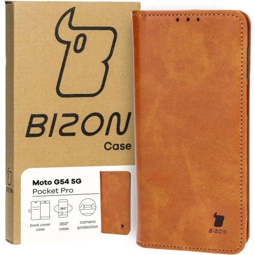 Etui z klapką Bizon Case Pocket Pro do Motorola Moto G54 5G brązowe