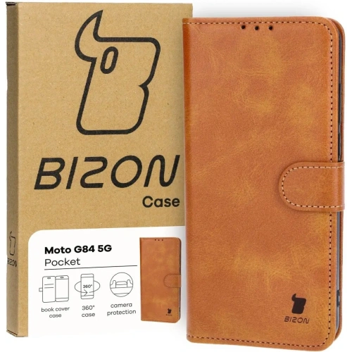 Etui z klapką Bizon Case Pocket do Motorola Moto G84 5G brązowe
