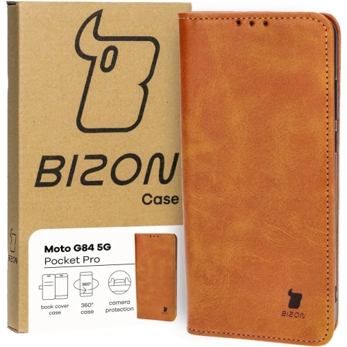 Etui z klapką Bizon Case Pocket Pro do Motorola Moto G84 5G brązowe