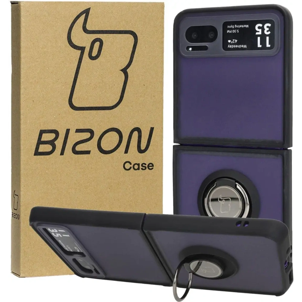 Hurtownia GSM - Etui s úchopem na prst Bizon Case Hybrid Ring pro Motorola Razr 40 kouřové s černým rámem - BIZ4092 - {ean13} - Hurt
