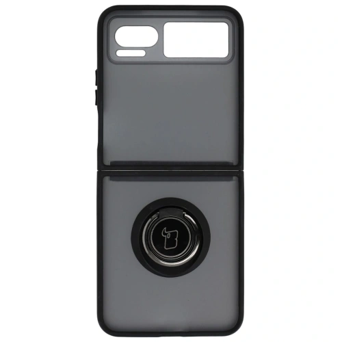 Etui z uchwytem na palec Bizon Case Hybrid Ring do Motorola Razr 40 przydymione z czarną ramką