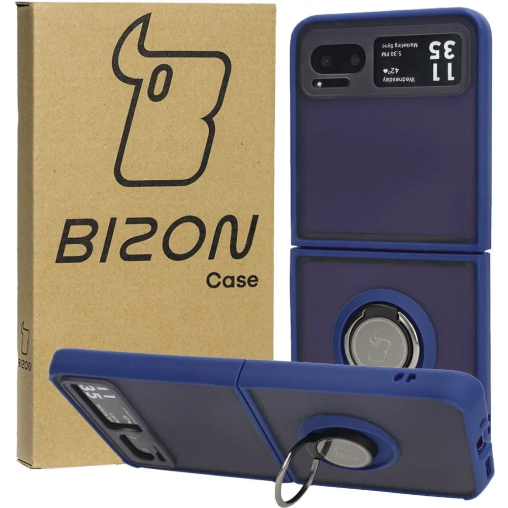Hurtownia GSM - Etui s úchytem na prst Bizon Case Hybrid Ring pro Motorola Razr 40 kouřové s modrým rámečkem - BIZ4093 - {ean13} - Hurt