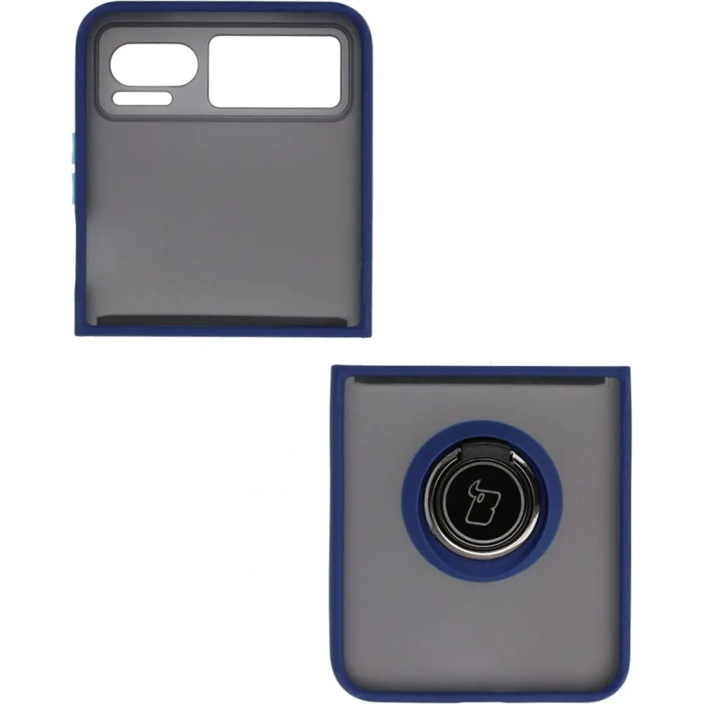 Hurtownia GSM - Etui s úchytem na prst Bizon Case Hybrid Ring pro Motorola Razr 40 kouřové s modrým rámečkem - BIZ4093 - {ean13} - Hurt