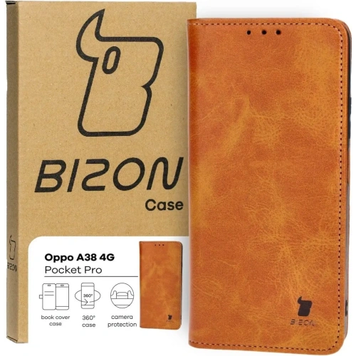 Etui z klapką Bizon Case Pocket Pro do Oppo A38 4G brązowe