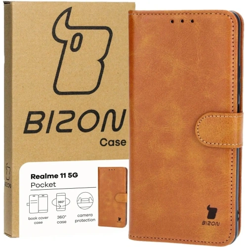 Etui z klapką Bizon Case Pocket do Realme 11 5G brązowe