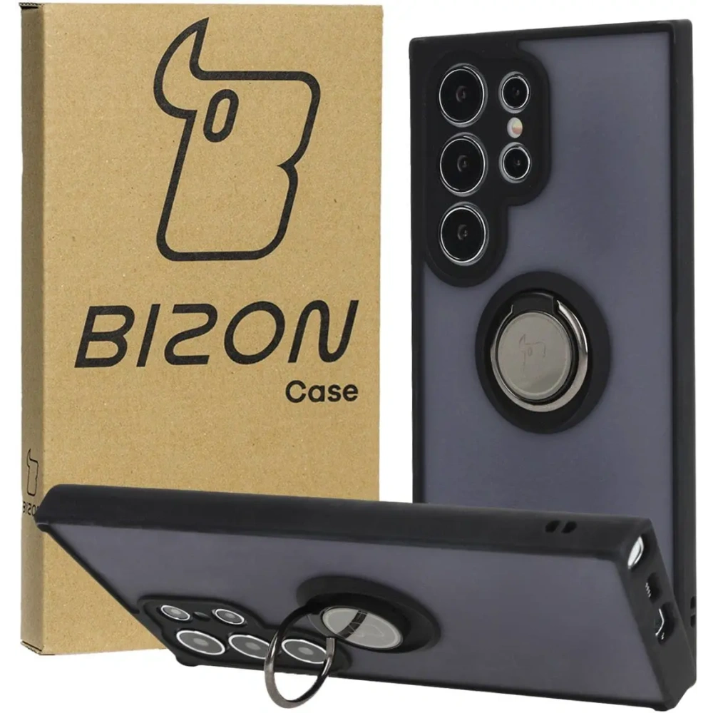 Hurtownia GSM - Bizon Case Hybrid Ring Samsung Galaxy S24 Ultra fumuriu cu un cadru negru - BIZ4107 - {ean13} - Hurt
