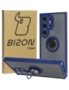 Bizon Case Hybrid Ring Samsung Galaxy S24 Ultra rauchig mit einem navyblauen Rahmen