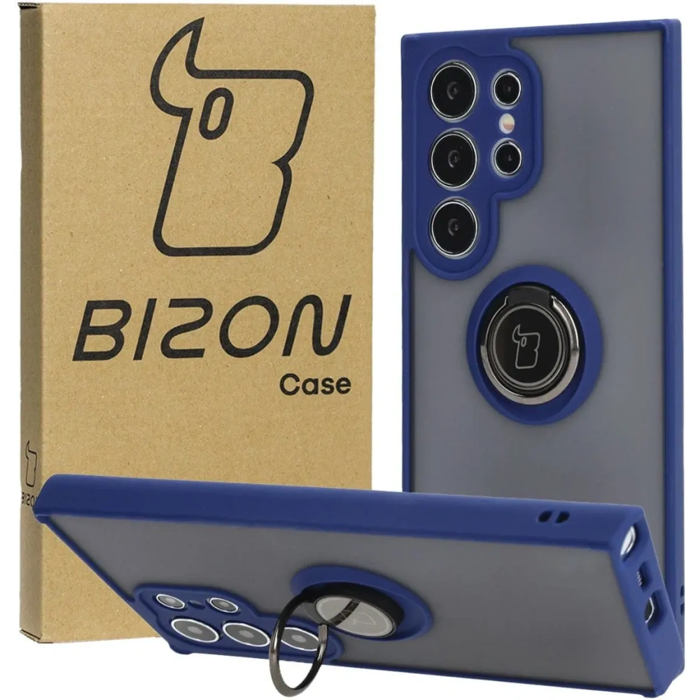 Hurtownia GSM - Bizon Case Hybrid Ring Samsung Galaxy S24 Ultra rauchig mit einem navyblauen Rahmen - BIZ4108 - {ean13} - Hurt
