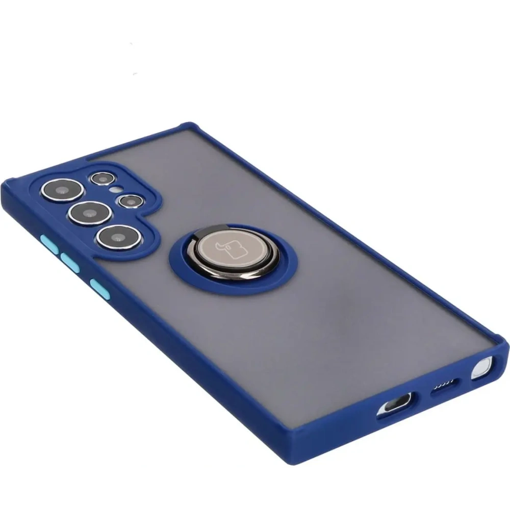 Hurtownia GSM - Bizon Case Hybrid Ring Samsung Galaxy S24 Ultra fumuriu cu un cadru albastru închis - BIZ4108 - {ean13} - Hurt