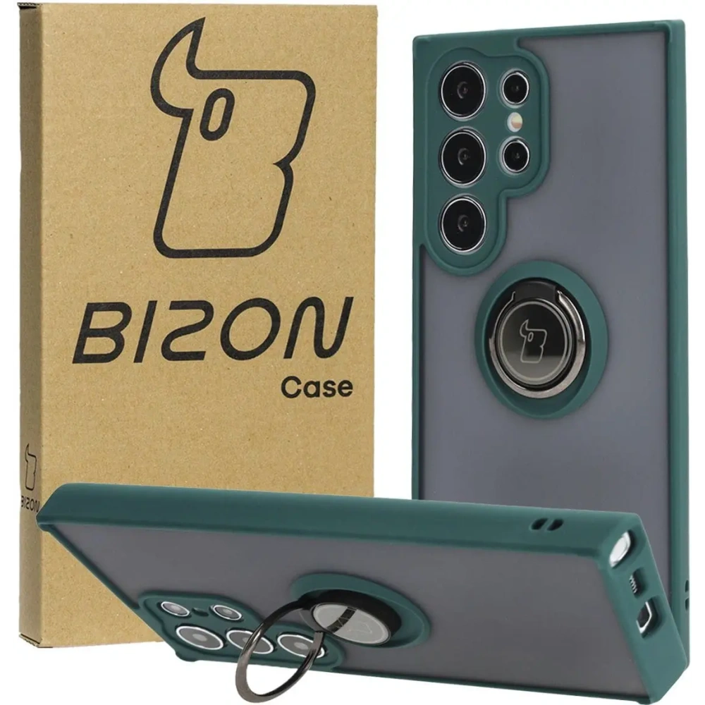 Hurtownia GSM - Bizon Case Hybrid Ring Samsung Galaxy S24 Ultra rauchig mit einem dunkelgrünen Rahmen - BIZ4109 - {ean13} - Hurt