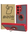 Bizon Case Hybrid Ring Samsung Galaxy S24 Ultra rauchig mit einem roten Rahmen
