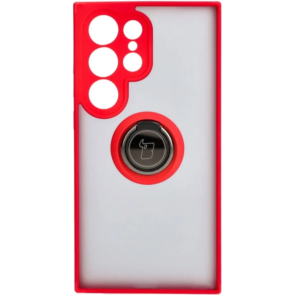 Hurtownia GSM - Bizon Case Hybrid Ring Samsung Galaxy S24 Ultra fumurie cu un cadru roșu - BIZ4110 - {ean13} - Hurt