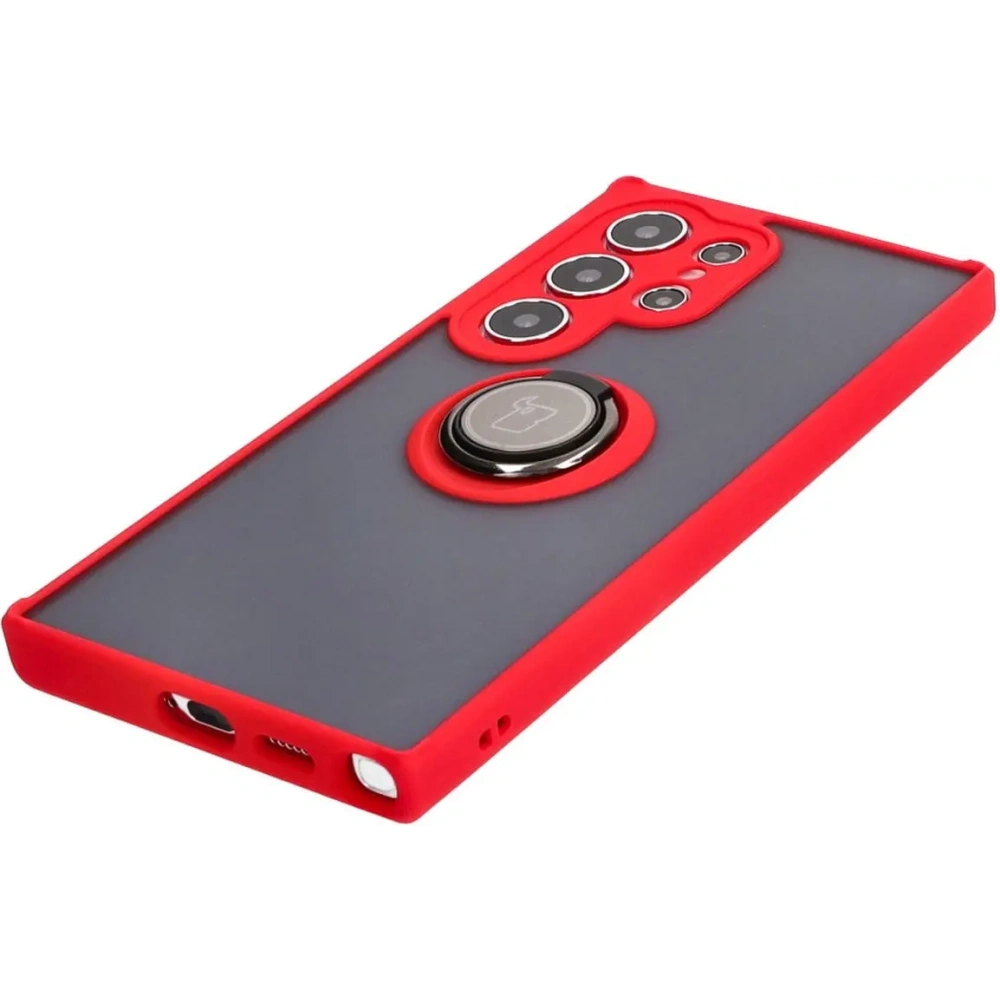 Hurtownia GSM - Bizon Case Hybrid Ring Samsung Galaxy S24 Ultra fumurie cu un cadru roșu - BIZ4110 - {ean13} - Hurt