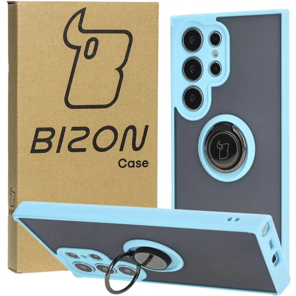 Hurtownia GSM - Bizon Case Hybrid Ring Samsung Galaxy S24 Ultra fumuriu cu un cadru bleu deschis - BIZ4111 - {ean13} - Hurt