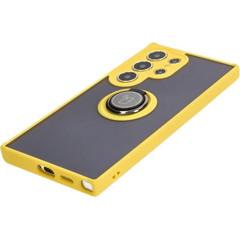 Hurtownia GSM - Bizon Case Hybrid Ring Samsung Galaxy S24 Ultra fumuriu cu un cadru galben - BIZ4112 - {ean13} - Hurt