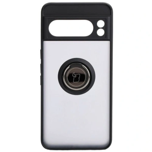Etui z uchwytem na palec Bizon Case Hybrid Ring do Google Pixel 8 Pro przydymione z czarną ramką