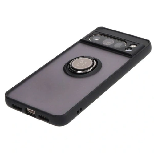 Etui z uchwytem na palec Bizon Case Hybrid Ring do Google Pixel 8 Pro przydymione z czarną ramką