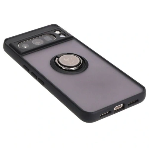 Etui z uchwytem na palec Bizon Case Hybrid Ring do Google Pixel 8 Pro przydymione z czarną ramką