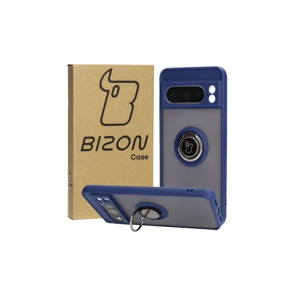 Wholesale Bizon Case Hybrid Ring Google Pixel 8 Pro smoky with a navy blue frame - BIZ4120 - {ean13} - Hurt