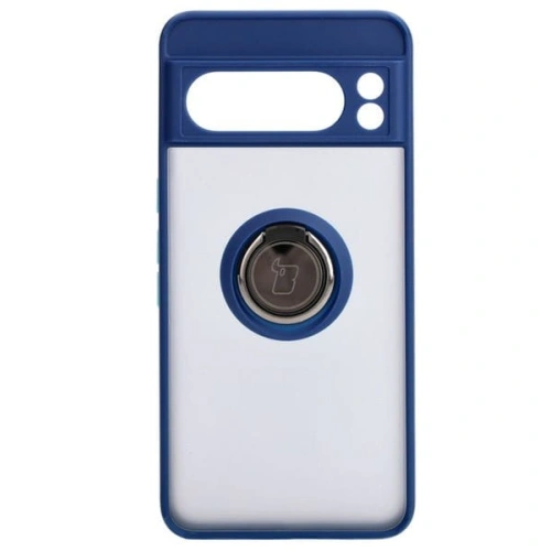 Etui z uchwytem na palec Bizon Case Hybrid Ring do Google Pixel 8 Pro przydymione z granatową ramką