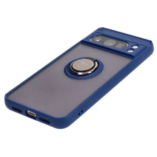 Etui z uchwytem na palec Bizon Case Hybrid Ring do Google Pixel 8 Pro przydymione z granatową ramką