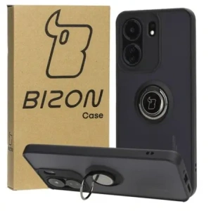 Hurtownia GSM - Etui s úchytem na prst Bizon Case Hybrid Ring do Xiaomi Redmi 13C / Xiaomi Poco C65 kouřové s černým rámem - BIZ4139 - {ean13} - Hurt