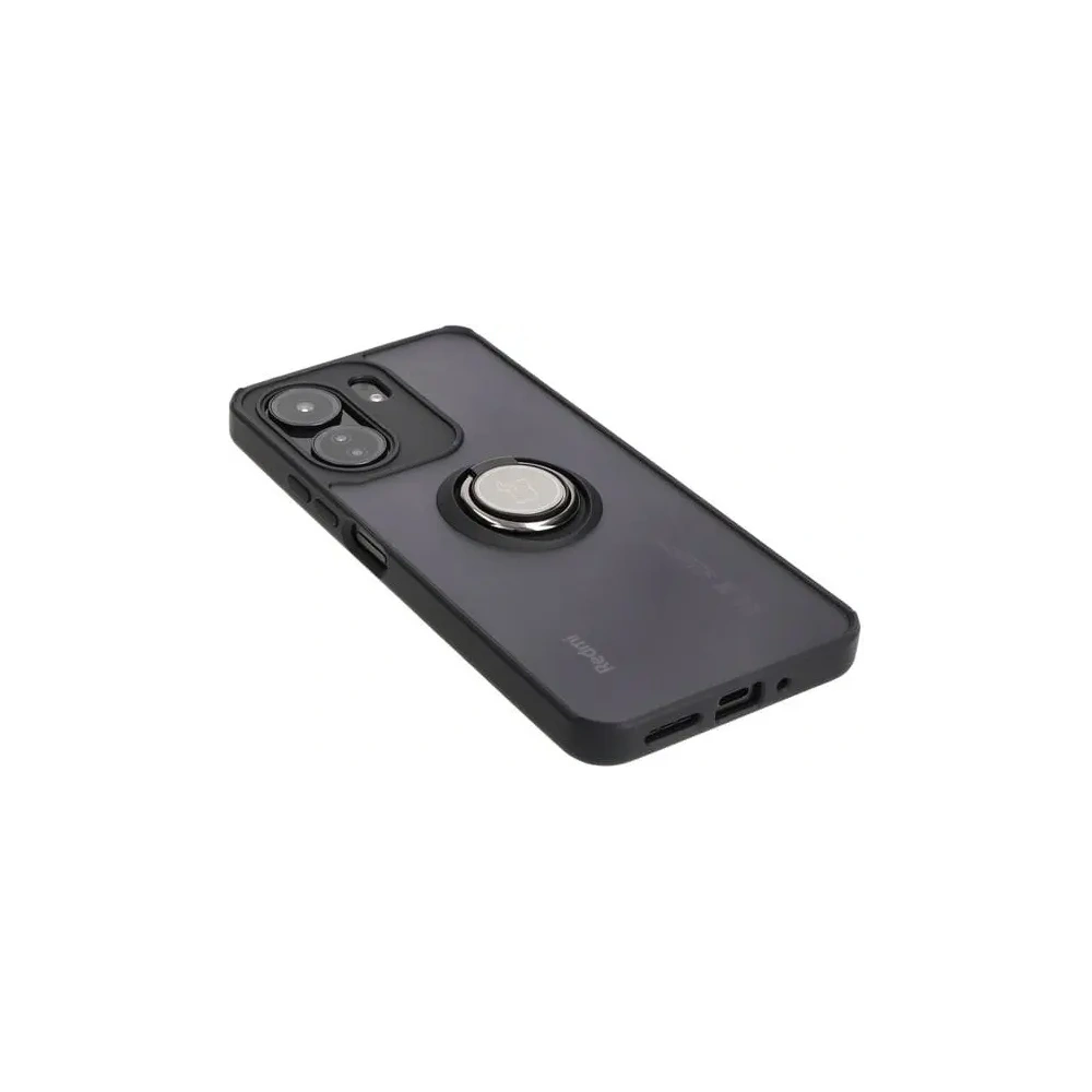 Hurtownia GSM - Etui z uchwytem na palec Bizon Case Hybrid Ring do Xiaomi Redmi 13C / Xiaomi Poco C65 przydymione z czarną ramką - BIZ4139 - {ean13} - Hurt