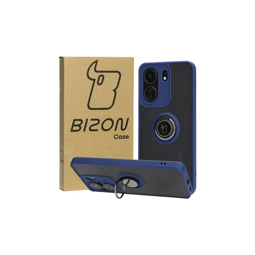 Wholesale Bizon Case Hybrid Ring Xiaomi Redmi 13C / Xiaomi Poco C65 smoky with a navy blue frame - BIZ4140 - {ean13} - Hurt