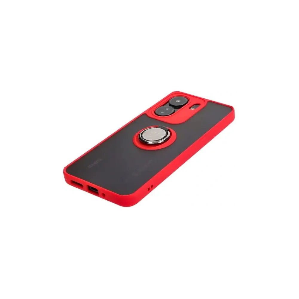 Hurtownia GSM - Bizon Case Hybrid Gyűrű Xiaomi Redmi 13C / Xiaomi Poco C65 füstös piros kerettel - BIZ4141 - {ean13} - Hurt