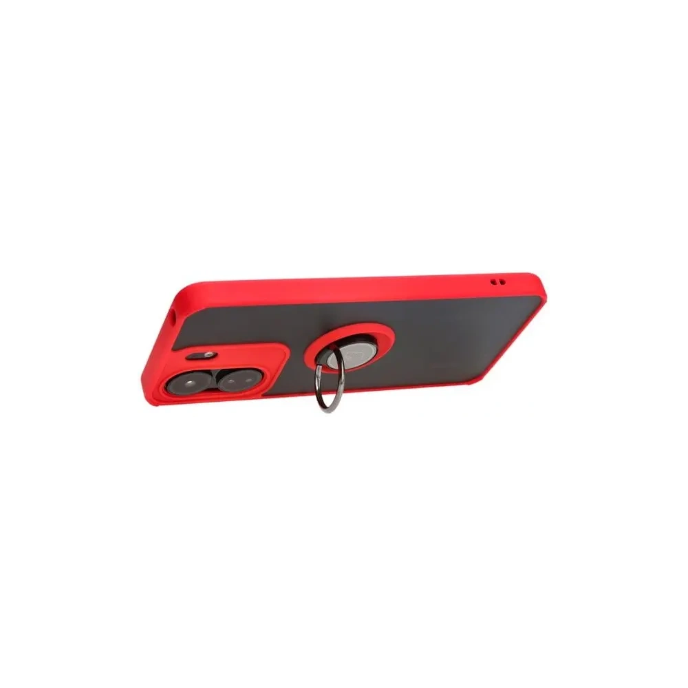 Hurtownia GSM - Bizon Case Hybrid Ring Xiaomi Redmi 13C / Xiaomi Poco C65 fumuriu cu un cadru roșu - BIZ4141 - {ean13} - Hurt