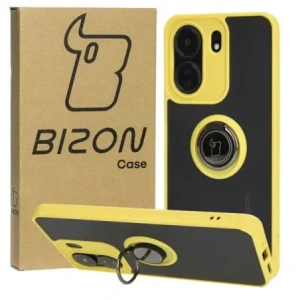 Hurtownia GSM - Etui z uchwytem na palec Bizon Case Hybrid Ring do Xiaomi Redmi 13C / Xiaomi Poco C65 kouřové se žlutým rámečkem - BIZ4143 - {ean13} - Hurt