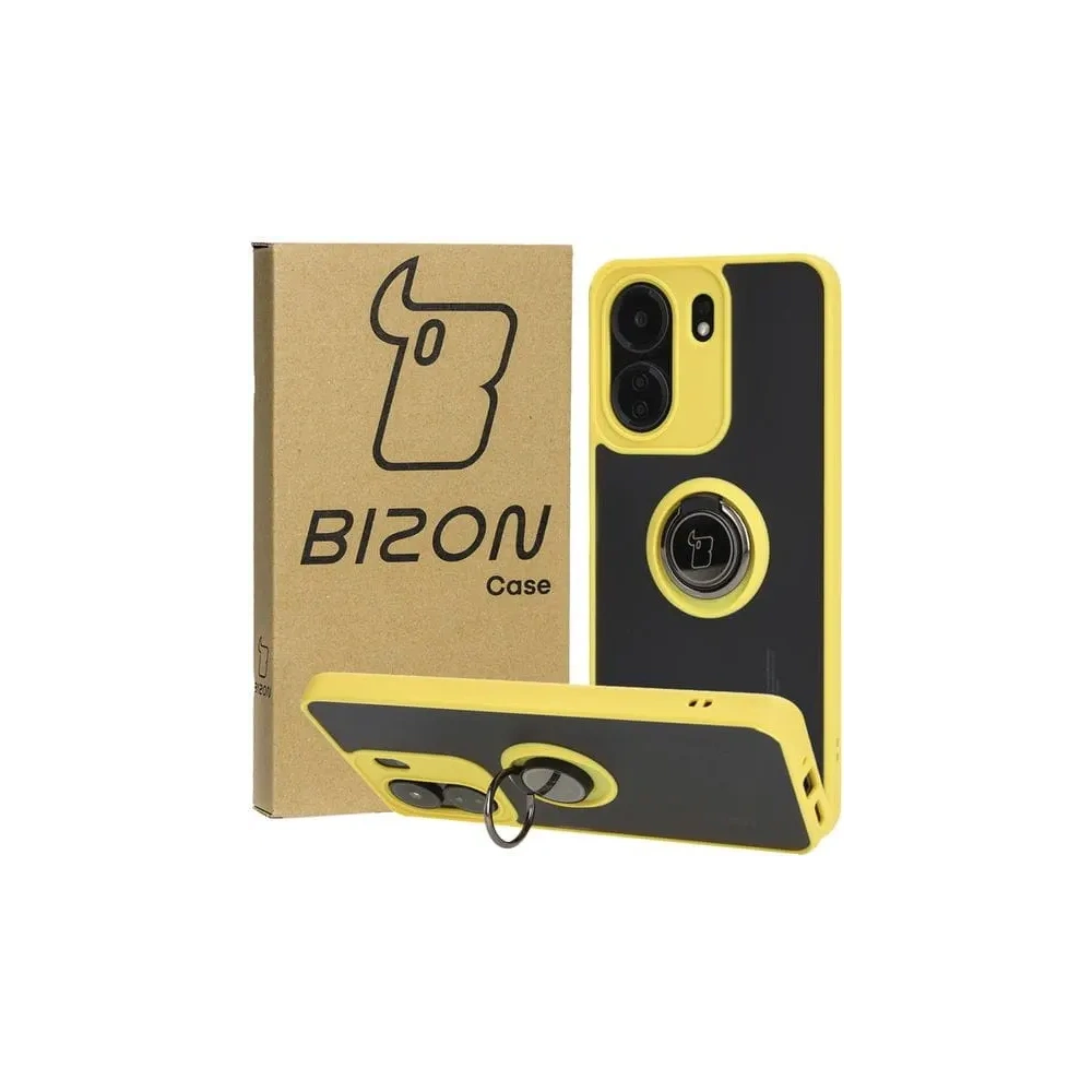 Hurtownia GSM - Bizon Case Hybrid Ring Xiaomi Redmi 13C / Xiaomi Poco C65 füstös sárga kerettel - BIZ4143 - {ean13} - Hurt