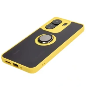 Wholesale Bizon Case Hybrid Ring Xiaomi Redmi 13C / Xiaomi Poco C65 smoky with a yellow frame - BIZ4143 - {ean13} - Hurt