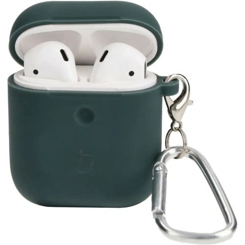 Etui Bizon Case Headphone Silicone do AirPods 1/2 ciemnozielone
