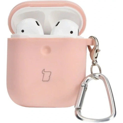 Etui Bizon Case Headphone Silicone do AirPods 1/2 jasnoróżowe