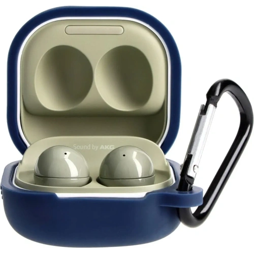 Etui Bizon Case Headphone Silicone do Samsung Galaxy Buds Live / Pro / Buds2 / Buds2 Pro / Buds FE granatowe