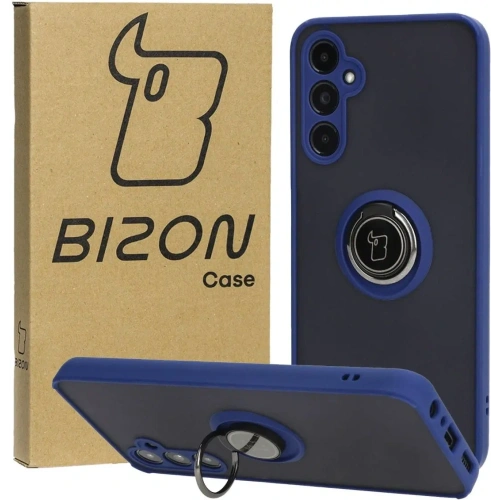 Etui z uchwytem na palec Bizon Case Hybrid Ring do Samsung Galaxy A05s przydymione z granatową ramką