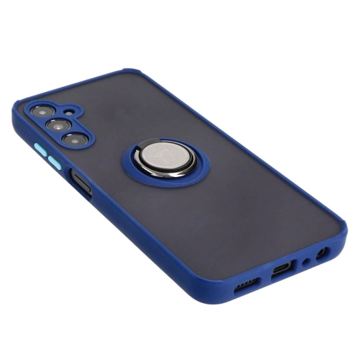 Etui z uchwytem na palec Bizon Case Hybrid Ring do Samsung Galaxy A05s przydymione z granatową ramką