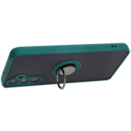 Etui z uchwytem na palec Bizon Case Hybrid Ring do Samsung Galaxy A05s przydymione z ciemnozieloną ramką