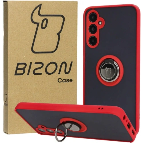 Etui z uchwytem na palec Bizon Case Hybrid Ring do Samsung Galaxy A05s przydymione z czerwoną ramką