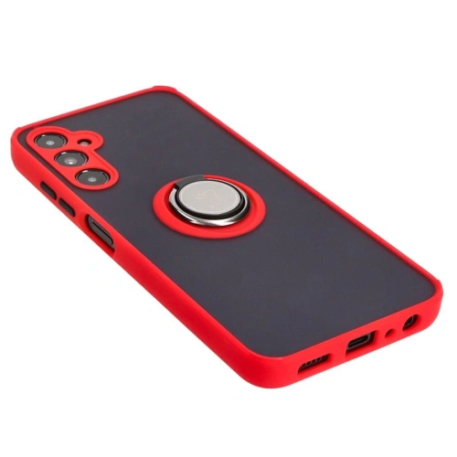 Etui z uchwytem na palec Bizon Case Hybrid Ring do Samsung Galaxy A05s przydymione z czerwoną ramką