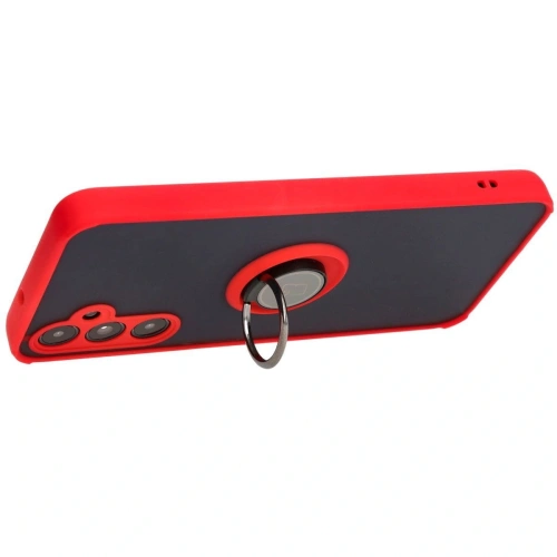 Etui z uchwytem na palec Bizon Case Hybrid Ring do Samsung Galaxy A05s przydymione z czerwoną ramką