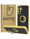 Bizon Case Hybrid Ring Samsung Galaxy A05s rauchig mit einem gelben Rahmen