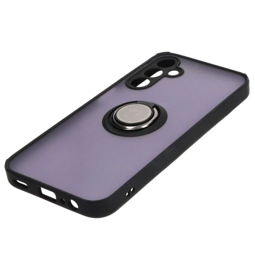 Etui z uchwytem na palec Bizon Case Hybrid Ring do Samsung Galaxy A15 5G/4G przydymione z czarną ramką