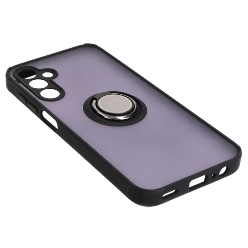 Etui z uchwytem na palec Bizon Case Hybrid Ring do Samsung Galaxy A15 5G/4G przydymione z czarną ramką