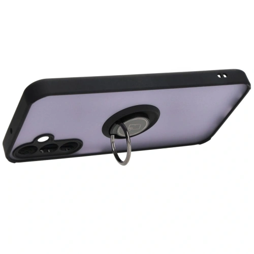 Etui z uchwytem na palec Bizon Case Hybrid Ring do Samsung Galaxy A15 5G/4G przydymione z czarną ramką