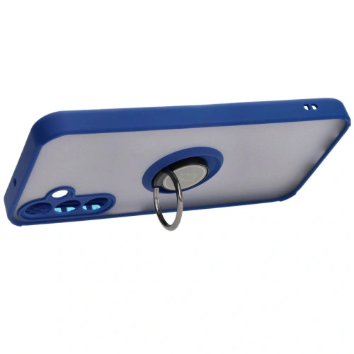 Etui z uchwytem na palec Bizon Case Hybrid Ring do Samsung Galaxy A15 5G/4G przydymione z granatową ramką