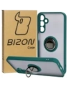 Etui z uchwytem na palec Bizon Case Hybrid Ring do Samsung Galaxy A15 5G/4G przydymione z ciemnozieloną ramką
