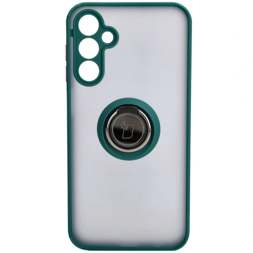 Etui z uchwytem na palec Bizon Case Hybrid Ring do Samsung Galaxy A15 5G/4G przydymione z ciemnozieloną ramką